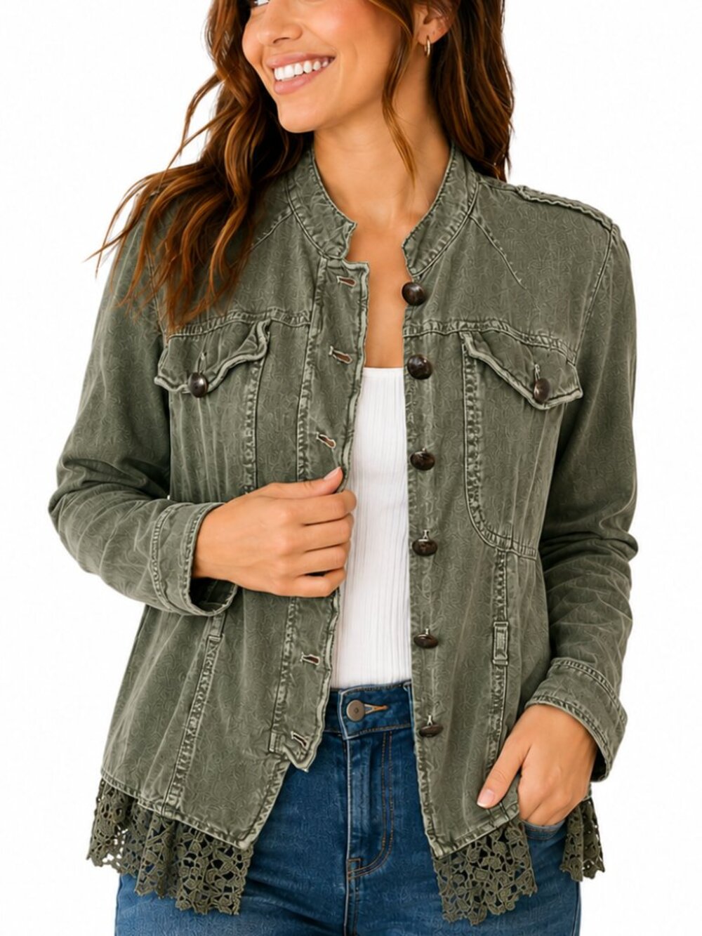 FREE PEOPLE Emilia Linen Victorian Green Military Jacket Steampunk Size small